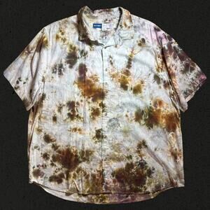 Men’s 2XL Short Sleeve Button Down Shirt Tie Dye Old Navy Festival Regular Fit